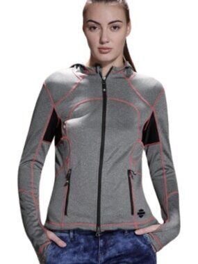 Harley Davidson Womens Melange Genesee Mid Layer Hooded Jacket Grey XL